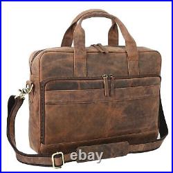 Buffalo Leather Laptop Messenger Satchel Briefcase Office College Bag for Gift