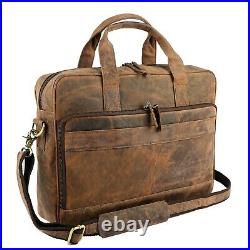 Buffalo Leather Laptop Messenger Satchel Briefcase Office College Bag for Gift