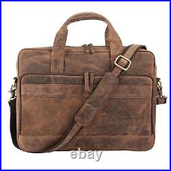 Buffalo Leather Laptop Messenger Satchel Briefcase Office College Bag for Gift