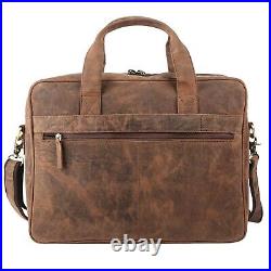 Buffalo Leather Laptop Messenger Satchel Briefcase Office College Bag for Gift