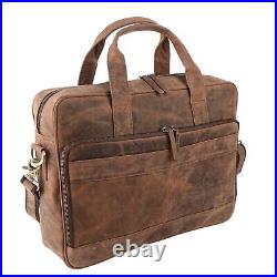 Buffalo Leather Laptop Messenger Satchel Briefcase Office College Bag for Gift2