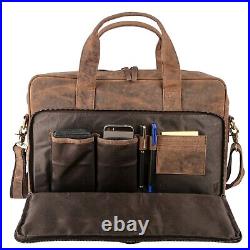 Buffalo Leather Laptop Messenger Satchel Briefcase Office College Bag for Gift2