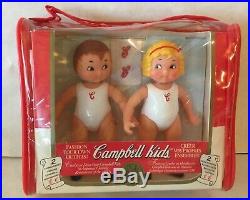 CAMPBELLS KIDS Set With Two 5 Vinyl Dolls Carrying Case Fibre Craft, 1995