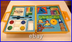 COMPLETE Vintage 1980 Fisher Price Arts and Crafts Yellow Carry Case Light Use