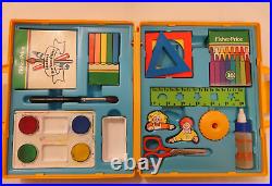 COMPLETE Vintage 1980 Fisher Price Arts and Crafts Yellow Carry Case Light Use
