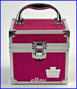 Caboodles Portable Makeup Craft Jewelry Carrying Case Hot Pink Sparkle Metal