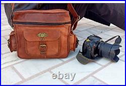 Camera Bag Lens Accessories Carry Case Nikon Canon Genuine Leather Vintage Purse