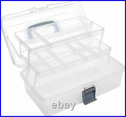 Clear Plastic 2-Tier Trays Craft Supply Storage Box/First Aid Carrying Case