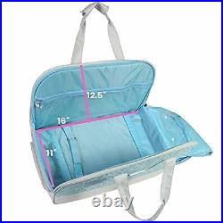 Collapsible Sewing Machine Rolling Carrying Case, Light Blue Trolley Bag