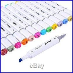 Color Dual Tip Art Sketch Twin Marker Pen Highlighter Carry Case 40Pc Gift Style