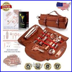 Craft Cocktails Anywhere with Portable 17-Piece Copper Bartender Set & Bag