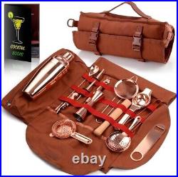 Craft Cocktails Anywhere with Portable 17-Piece Copper Bartender Set & Bag