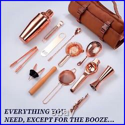 Craft Cocktails Anywhere with Portable 17-Piece Copper Bartender Set & Bag