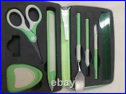 Cricut Provo Craft 7 Piece Tool Kit Zip Green Storage Carrying Case Set