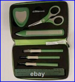 Cricut Provo Craft 8 Piece Tool Kit Zip Green Storage Carrying Case Set Complete