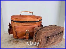 DSLR SLR Lens Vintage Leather Camera Shoulder Messenger Bag Free Toiletry Bag