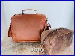 DSLR SLR Lens Vintage Leather Camera Shoulder Messenger Bag Free Toiletry Bag