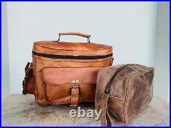 DSLR SLR Lens Vintage Leather Camera Shoulder Messenger Bag Free Toiletry Bag