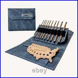 Driftwood Crochet Hooks Set Gray Denim Carrying Case and Hook Gauge 10 Croch