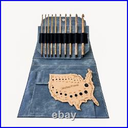 Driftwood Crochet Hooks Set Gray Denim Carrying Case and Hook Gauge 10 Croch