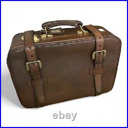 ENGLISH British UK Brown Belting Leather Carry On Suitcase Luggage Bag Handmade