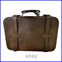 ENGLISH British UK Brown Belting Leather Carry On Suitcase Luggage Bag Handmade