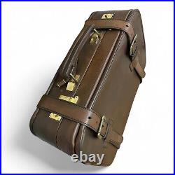 ENGLISH British UK Brown Belting Leather Carry On Suitcase Luggage Bag Handmade