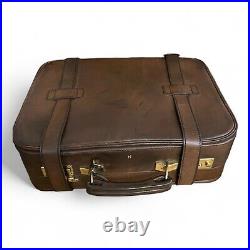 ENGLISH British UK Brown Belting Leather Carry On Suitcase Luggage Bag Handmade