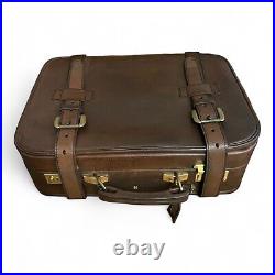 ENGLISH British UK Brown Belting Leather Carry On Suitcase Luggage Bag Handmade