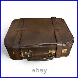 ENGLISH British UK Brown Belting Leather Carry On Suitcase Luggage Bag Handmade