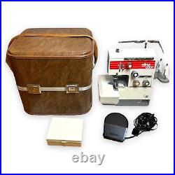 Elna LOCK L5 Serger with Pedal Carry Case Extras Sewing Machine vintage VIDEO L-5