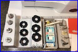 Elna SU 62C Free Arm Sewing Machine, carrying case, embroidery cams & extras