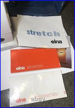 Elna SU 62C Free Arm Sewing Machine, carrying case, embroidery cams & extras