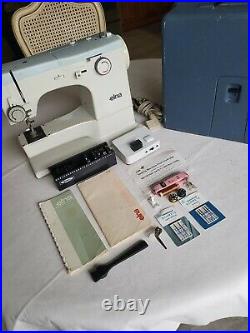 Elna SU 62C Free Arm Sewing Machine with Metal Carrying Case, Guide & Extras