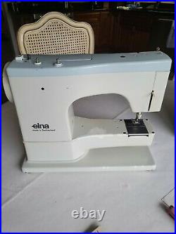 Elna SU 62C Free Arm Sewing Machine with Metal Carrying Case, Guide & Extras