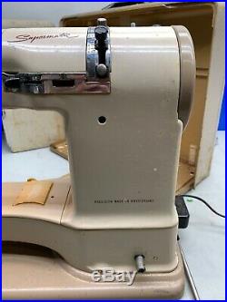 Elna Supermatic Sewing Machine Brown with Carrying Case Working
