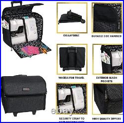 Everything Mary Collapsible Sewing Machine Case, Black Dot Craft Rolling