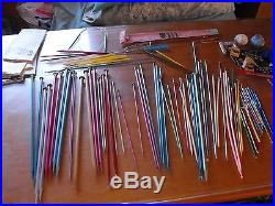 GREAT LOT! Vintage Knitting Needles & Crochet Needles and more! With Carry Case