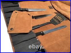 Genuine Buffalo Leather Knife Roll Storage Bag Case Chef's Holder 10 Pockets2