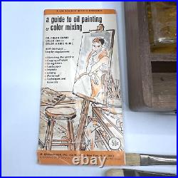 Grumbacher Winsor Newton Art Set Wood Carry Box Pallet Paint Brush Charcoal VTG