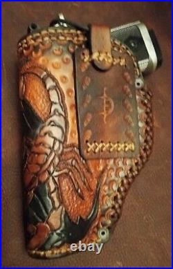 Gun leather tooled case holster magazine lace kangaroo reaper skull concho USA