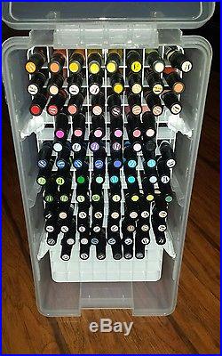 HUGE Lot 91 Prismacolor Markers Chisel Fine Brush Tip Dual End With Carry Case