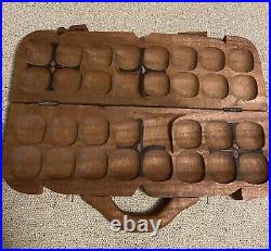 Hand Carved Mancala Wood Strategy Board Game Elephants Double Carrying Case