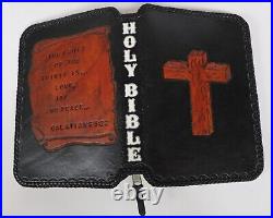 Hand Crafted Leather Book Style Holy Bible Concealed Carry Gun Rug Case Cover