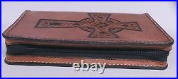 Hand Crafted Tool Leather Bible Concealed Carry Gun Rug Case Cover Celtic Cross