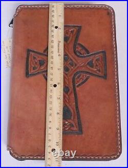 Hand Crafted Tool Leather Bible Concealed Carry Gun Rug Case Cover Celtic Cross