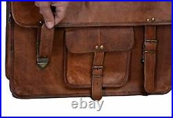 Handmade Leather Retro Hunter Briefcase Messenger Office Crossbody Laptop Bag