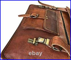 Handmade Leather Retro Hunter Briefcase Messenger Office Crossbody Laptop Bag