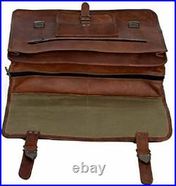 Handmade Leather Retro Hunter Briefcase Messenger Office Crossbody Laptop Bag