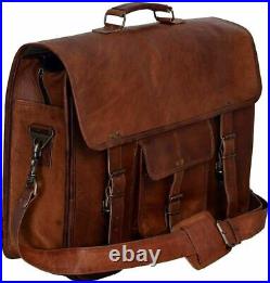 Handmade Leather Retro Hunter Briefcase Messenger Office Crossbody Laptop Bag